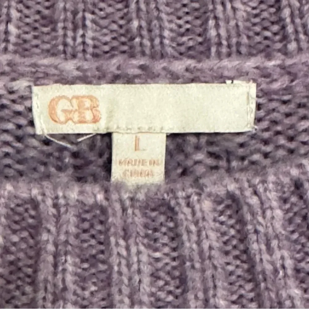 GB Cable Knit Long Sleeve Cropped Sweater Lavender Light Violet Purple Sz L Jrs